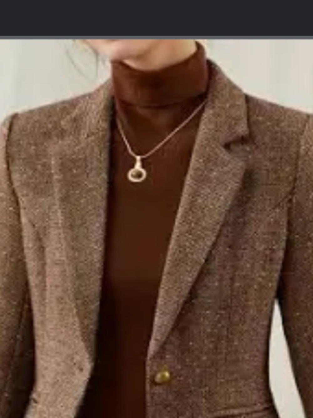 Ann Taylor LOFT Brown Tweed Notch Lapel Blazer - Picture 8 of 8